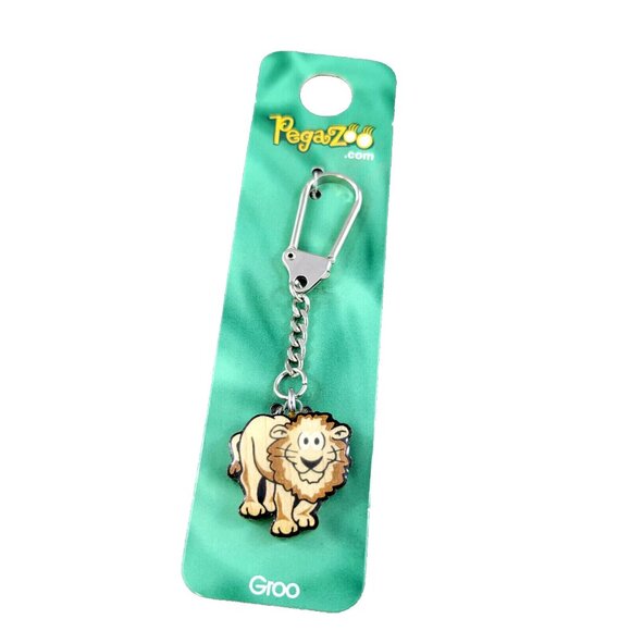 Lion Animal Keychain Pegazoo “Groo” Ring Made In Canada From Real Maple Wood - Picture 1 of 12